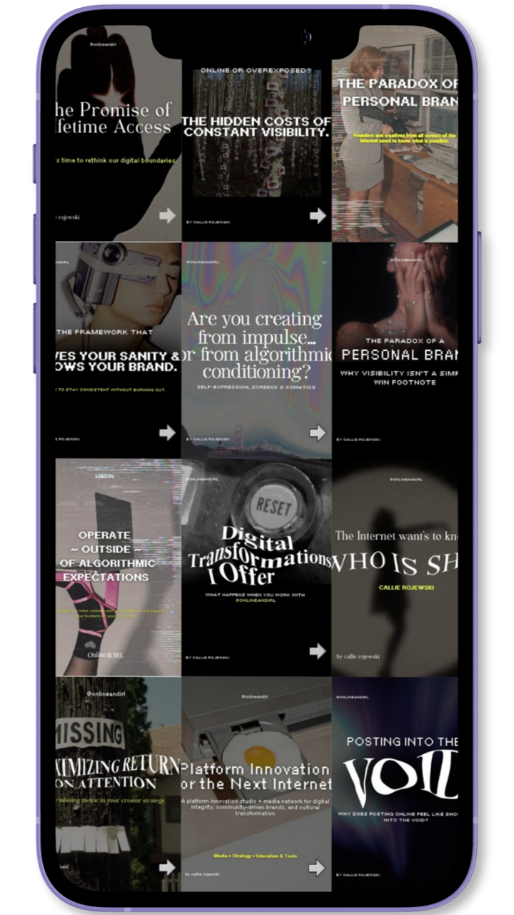 Instagram profile grid, client feed